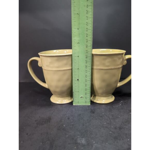 Pier 1 Imports Martillo Green Sage Footed Mugs, 12oz Cup, Set Of 2 Coffee Mugs - Picture 7 of 9